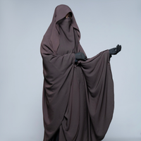 Khimar Hijab respirant monocouche à manches longues avec rabat, marron, en polyester léger, modeste, fait main, dernière collection, qualité supérieure, vente en gros OEM