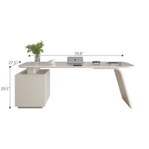 โต๊ะทำงานผู้บริหารหรูหรา รุ่น DESK-0055 พร้อมระบบไฟฟ้าในตัว ท็อปทรงวงรี ทำจาก MDF สำหรับคอมพิวเตอร์ - Product Image 5