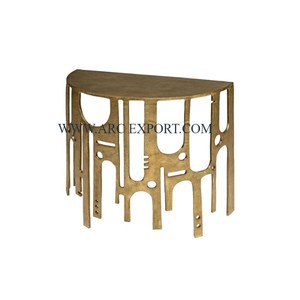 Mesa central de consola de latón de Metal pulido dorado de mármol blanco, mesa consola de muebles de almacén y sala de estar de la mejor calidad - Product Image 2