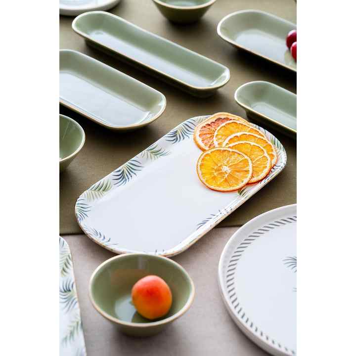 Vegas 31 Piece Green and White Patterned Gold Gilded Breakfast Set for 6 Persons 0329