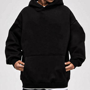 Sweat à capuche surdimensionné de luxe de haute qualité pour hommes impression numérique 3D en tissu français lourd noir conçu sur mesure - Product Image 5