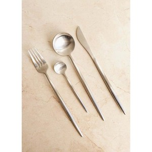 Ensemble cuillère fourchette paille en acier inoxydable plaqué argent Nouveau design Poignée design triangle fini mat - Product Image 6