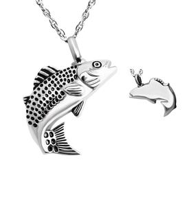 Collar de cremación de urna con grabado de pez plateado para cenizas, urna para cenizas humanas en memoria amorosa de papá, medallón de pesca, tamaño personalizado - Product Image 6