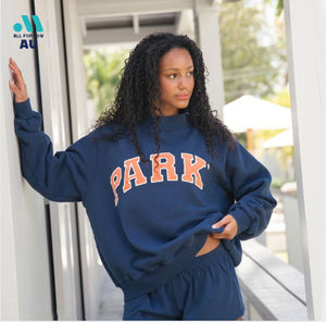 Custom <b>Women</b> & Men Winter <b>Long</b> Mock Neck <b>Sweatshirt</b> with Front Logo Printed Embroidery 100% Cotton Oversized Eco-Friendly - Product Image 5