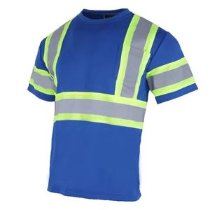 Camiseta de Seguridad Reflectante de Alta Visibilidad para Hombre, Personalizable, Azul, Poliéster, Secado Rápido, Manga Corta, Ropa de Trabajo, con Logotipo - Product Image 5