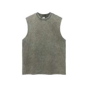 Custom <b>Men's</b> Gym Tank Tops Sleeveless <b>T</b>-<b>Shirt</b> Vest Tops for <b>Men</b> Vintage Acid Wash Oversized Tank Top - Product Image 3