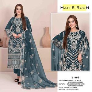 Costume traditionnel pakistanais en georgette avec broderie élégante et dutta, parfait pour les célébrations, disponible à un prix abordable - Product Image 3