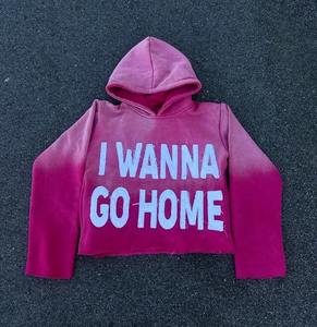 Sudadera Corta Estilo Urbano con Detalle de Bordado Aplicado Personalizado, Corte Holgado, Tela Gruesa, Lavado Vintage, Prenda de Alta Calidad - Product Image 4