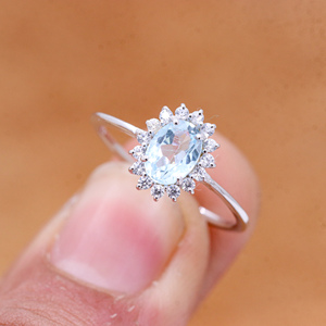 925เซอร์คอนลูกบาศก์พลอยสีฟ้าเหลี่ยมเพชรพลอยธรรมชาติแหวนหมั้นทำมือเงินสเตอร์ลิงจิวเวลรี่ได้รับการรับรองสำหรับงานแต่งงาน - Product Image 5