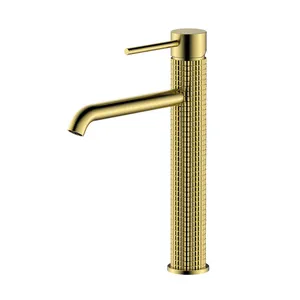HAIJUN Brass Gold Bathroom Basin Faucet Cold Hot Mixer Crane Sink Tap Round Bathroom Faucet Stainless Steel Modern Contemporary