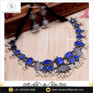 สร้อยคอหินสีฟ้า Ratna ทำจากเงินสวยสร้อยคอเครื่องประดับสำหรับผู้หญิงสำหรับเทศกาลและงานแต่งงาน - Product Image 3