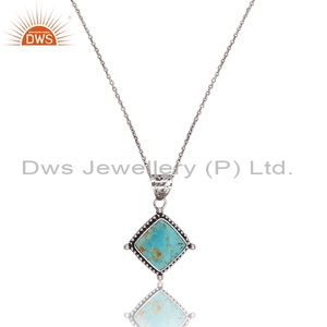 DWS Jewellery Kingman Collar de turquesa Colgante de gemas preciosas con collar Proveedor de fabricación de joyas de plata esterlina 925 - Product Image 2