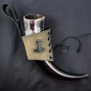 Corne à boire en corne de buffle d'animal écologique de qualité supérieure polie pour support en cuir Look authentique bière Tankard maison de mariage - Product Image 4