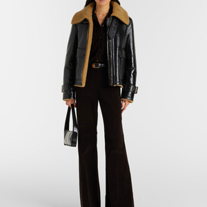 Chaqueta Bomber de Cuero Genuino Nueva Colección 2025 para Mujer, Cuello de Borrego, Alta Calidad, Servicio Personalizado, Relleno de Algodón - Product Image 4