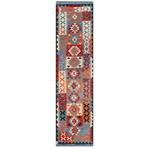 Alfombra Kilim de Maimana, Afganistán, 298 x 78 cm - Product Image 1