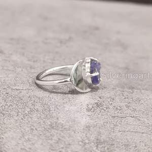 Bague pour femme en Tanzanite naturelle, pierre de naissance de décembre, lune croissante, bijoux faits à la main, bague en argent sterling 925 - Product Image 4
