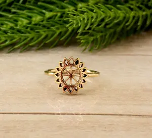 Cincin bulat geometris baru 2024 cincin perhiasan jari wanita cincin kuningan Solid emas 18k mode wanita Acc