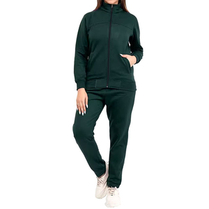 Vente en gros 2 pièces haut court sweats à capuche ensembles de jogging pour femmes taille haute respirant solide décontracté velours survêtement Set2 pièces ensemble - Product Image 2