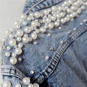 แจ็กเก็ตกางเกงยีนส์ระบายอากาศแขนยาวคอตั้งของผู้หญิงสำหรับฤดูหนาวผลิตตามสั่ง - Product Image 4