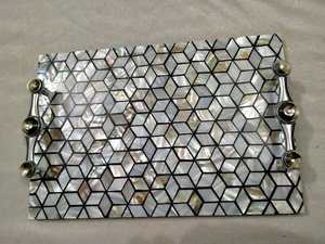 Bandeja de Servicio Elegante Hecha a Mano con Incrustaciones de Madreperla, Diseño Floral Pulido, para Té, Aperitivos, Decoración del Hogar, Uso Doméstico de Lujo - Product Image 5