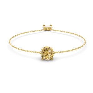 กำไลข้อมือเพชรทรงกลมสีเหลืองเลมอนทองคำ 0.75 กะรัต ความใส VS ทองคำแท้ 14K ดีไซน์สดใส เหมาะสำหรับใส่ทุกวัน - Product Image 1