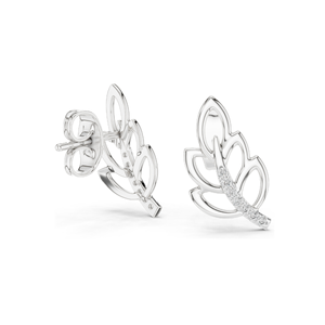 0.07 CT Lab Diamond Leaf <b>Earrings</b> for <b>Women</b> VVS-VS EF Clarity 18KT, 14KT, 10KT Gold & 925 <b>Silver</b> Rose, Yellow, White Gold - Product Image 4