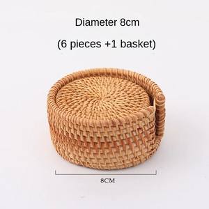 <b>Tea</b> <b>Coaster</b> Pieces Set Kitchen Accessories Wicker Jute <b>Coasters</b> with Holder Unique Design Handmade - Product Image 5