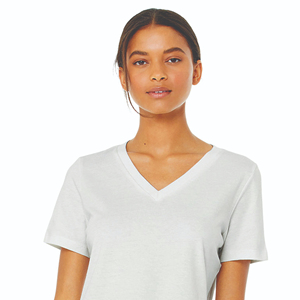 เสื้อยืดแขนสั้นคอวีวินเทจของผู้หญิงเสื้อยืดพอดีตัวเสื้อเจอร์ซี่ทำจากผ้าคอตตอนปั่นคอลม100เปอร์เซ็นต์ - Product Image 5