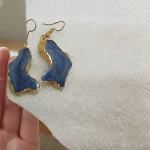 ต่างหูหินอาเกตสีชมพูขอบหยักแบบ Double Bails ต่างหูหินอาเกตดิบทำมือ ต่างหูหินอาเกตธรรมชาติทำมือ - Product Image 5