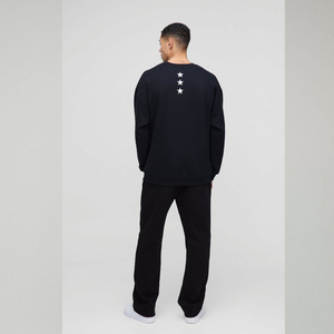 Vente en gros de pulls pour hommes en tricot de haute qualité OEM Sweatshirts pour hommes à col ras du cou avec épaules tombantes Logo personnalisé Fabriqué au Pakistan - Product Image 3