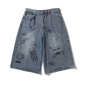 Shorts en jean baggy d'été de qualité supérieure Conception personnalisée Logo brodé Décoration vintage Style décontracté Meilleurs vêtements de rue - Product Image 4