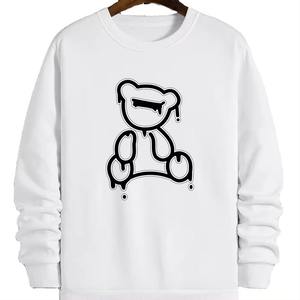 Ras du cou uni épais sweat hommes mélange lourd polaire équipage surdimensionné à manches longues sweat - Product Image 1