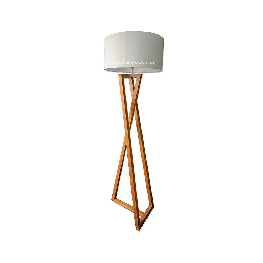 Lámpara de pie en zigzag con lámpara redonda, decorativa de madera, lámpara de pie de madera para decoración del hogar