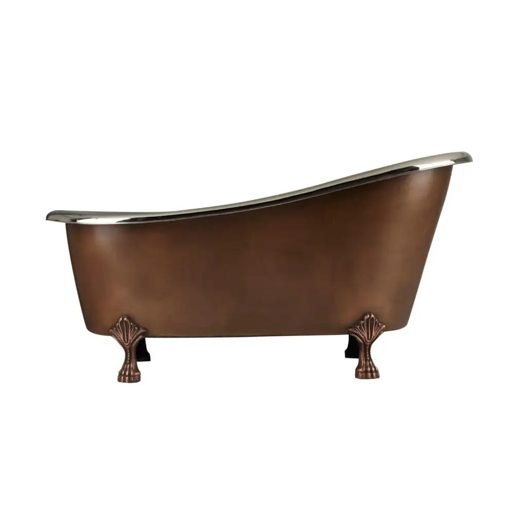 Copper Slipper Bathtub with Nickel Interior Premium Copper Bath Tub