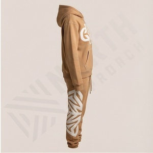 ชุดเซ็ตเสื้อฮู้ดดี้และกางเกงขายาวทรงบาน สไตล์สตรีทแวร์  แบบซิป  ตกแต่งด้วยลายปะ  ล้างสีแบบแอซิด  สำหรับผู้ชายและผู้หญิง  สีสั่งทำได้ - Product Image 3