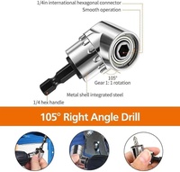 Kit d'adaptateurs d'angle droit 105 degrés pour perceuse, 4 pièces, tiges hexagonales 1/4, 3/8, 1/2 pouce, pour usine, DIY, OEM, ODM #   Douille en acier phosphate noir