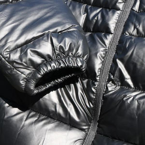 Chaqueta de burbujas de lona gruesa personalizada para hombre con cuello levantado, ropa de abrigo de invierno duradera cálida a la moda con relleno acolchado - Product Image 5