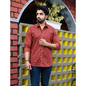 Chemise décontractée pour homme en coton imprimé à manches longues, 100 % popeline respirante, fermeture double boutonnage, taille XL - Product Image 1