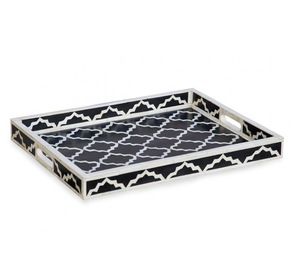 Bone Inlay Serving Tray Mother Of Pearl Organizer Storage Trays Unique Design Round Bone Inlay Tray - Product Image 2