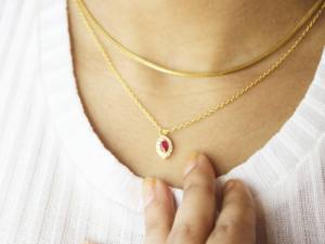 925 <b>Sterling</b> <b>Silver</b> Ruby Marquise <b>Necklace</b> - Minimalist <b>Necklace</b> - July Birthstone <b>Necklace</b> For Her - Birthday Gift - Product Image 6