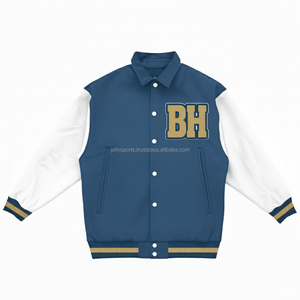Premium Varsity Jacket 350 GSM cuerpo de mezcla de lana con mangas de cuero PU personalizado Chenille Logo bordado chaquetas universitarias para mujer - Product Image 1