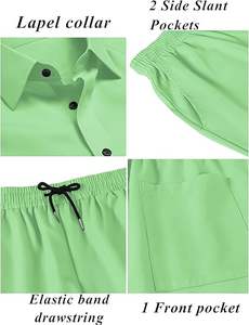 Ensembles de vêtements de sport décontractés pour hommes, respirants et confortables, polos à fermeture éclair quart et shorts - Product Image 5