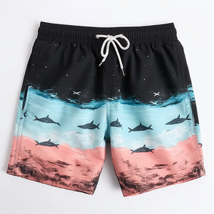 Pantalones cortos de playa de cintura alta para hombre con cordón ajustable, tela transpirable y suave para una mayor comodidad para la ropa de playa de la piscina de vacaciones - Product Image 1