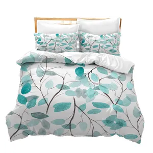 Hot Quality Cotton Duvet Cover Set Planta Impresso Confortável acessível Respirável King Size Custom Logo Duvet Cover Set Venda