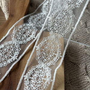 5cm <b>Mirror</b> Floral Edge Trim Korean Tulle Lace Embroidered Cotton Scallop Lace Wide for DIY & Wedding Decor 2 inch - Product Image 4