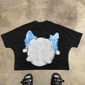 เสื้อยืดฮิปฮอปคอกลมถักสำหรับผู้ชายเสื้อยืดครอปโอเวอร์ไซส์ซักได้พิมพ์ลาย3D Y2k แฟชั่นออกแบบได้ตามต้องการ - Product Image 2