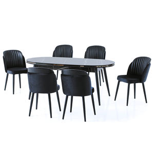 Muebles de comedor de lujo ligeros juego de mesa de comedor de pizarra moderna 6 sillas juego de mesa de comedor abierta muebles turcos, 6 plazas - Product Image 6