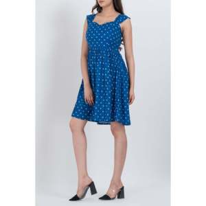 Vestido Mini de Algodón Azul con Estampado Floral para Mujer, Cuello Cuadrado, Estilo Casual Elegante, Transpirable, Vestido Mini de Verano para Clubes y Fiestas - Product Image 6