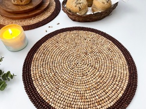 Classic European Eco-Friendly Luxury Handmade Customizable Wedding <b>Placemats</b> with Mother of Pearl Shell and Beads - Product Image 4