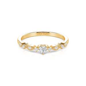 Jeulia 18K Gold Plated Vintage Milgrain <b>Thin</b> Band Heart Promise <b>Ring</b> - Product Image 1
